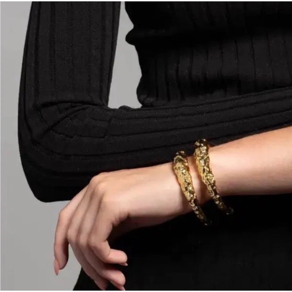 ALEXIS BITTAR • Gold Brut Pavé Crystal Sculptural
Cuff Bracelet - Picture 9 of 12